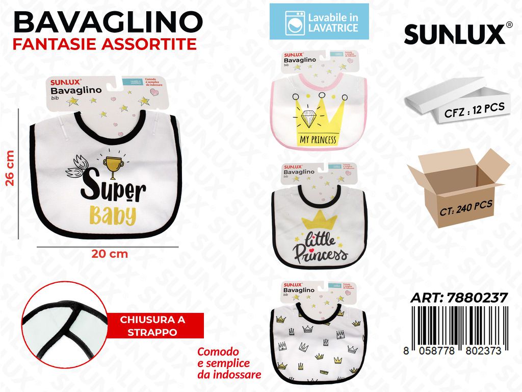 Sunlux Bavaglini per Bambini Ass. 20*26CM