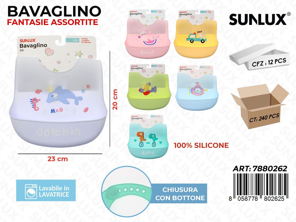 Sunlux Bavaglino Silicone c/ Bot. Ass. 23*20CM