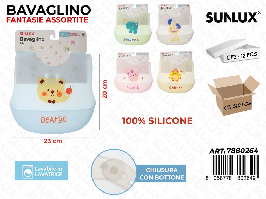 Sunlux Bavaglino Silicone c/ Bot. Ass. 23*20CM