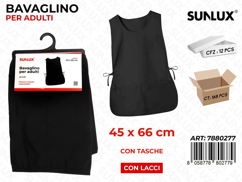 Sunlux Bavaglini per Adulti Nero c/ Lacci 45*66CM