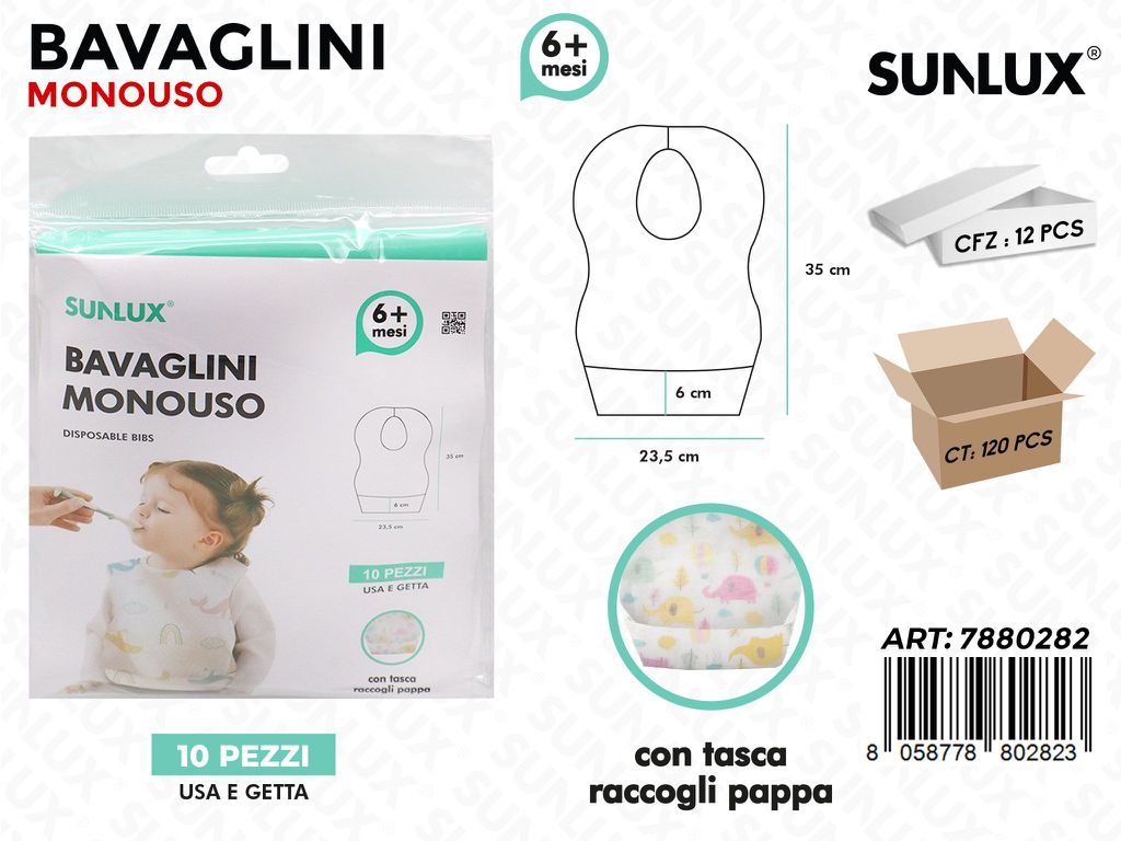 Sunlux Bavaglini Monouso 10PCS 23.5*35CM