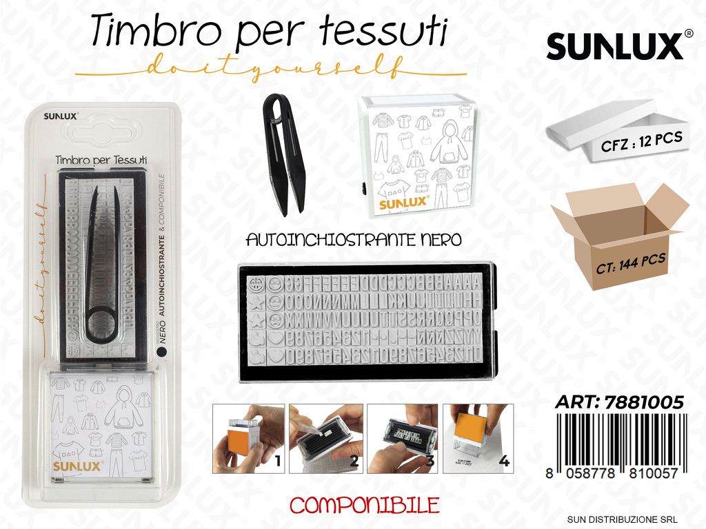 Timbro per Tessuti Comp. Inch. Nero / Pz da 12