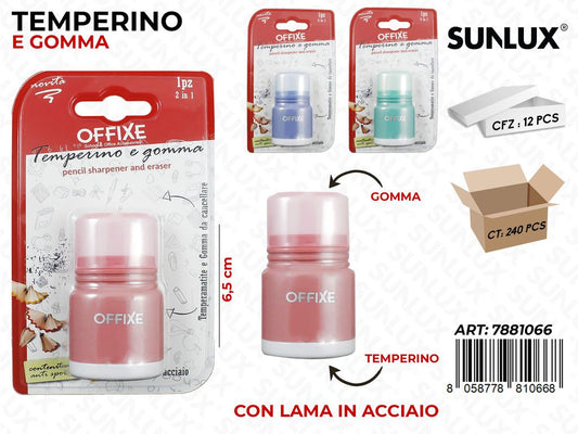 Gomma da Cancellare-temperino 6.5CM Col. Ass.