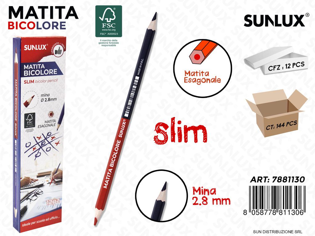 Sc. Matita Bicolore Slim Blu-rosso