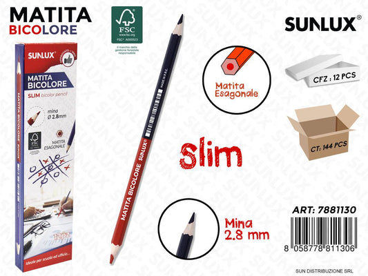 Sc. Matita Bicolore Slim Blu-rosso