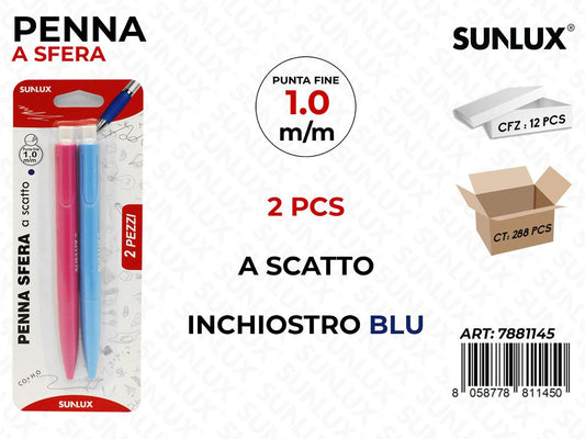 PENNA A SCATTO BLU ASS. 2 PCS 1.0MM /PZ DA 12**CFZ
