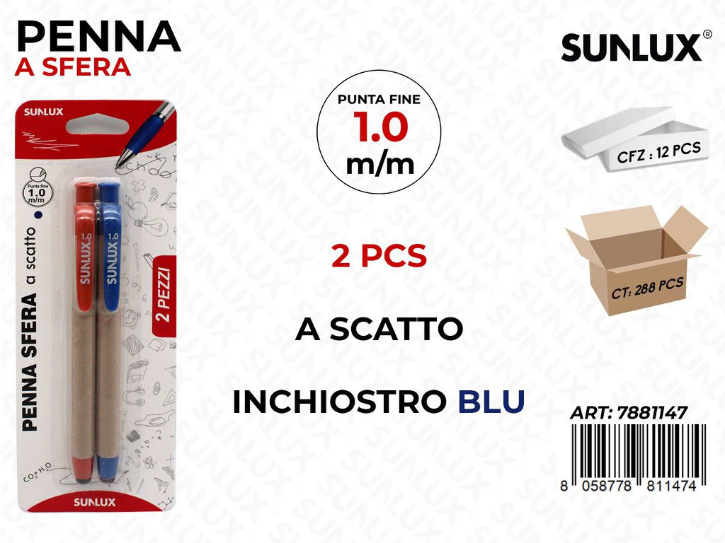 PENNA A SCATTO BLU ASS. 2 PCS /PZ DA 12**CFZ