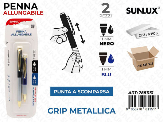 Sunlux Penna Allungabile Nero-blu 1MM 2PCS