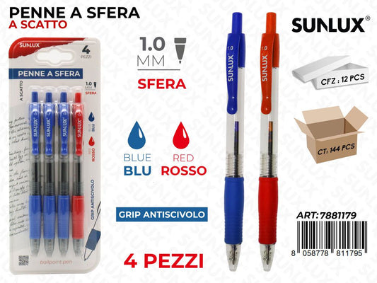 Penna a Scatto Blu-rosso 4PCS 1.0MM