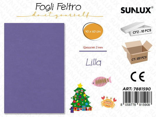 Fogli di Feltro Lilla 40*60CM 2MM
