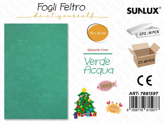 Fogli di Feltro Verde Acqua 40*60CM 2MM