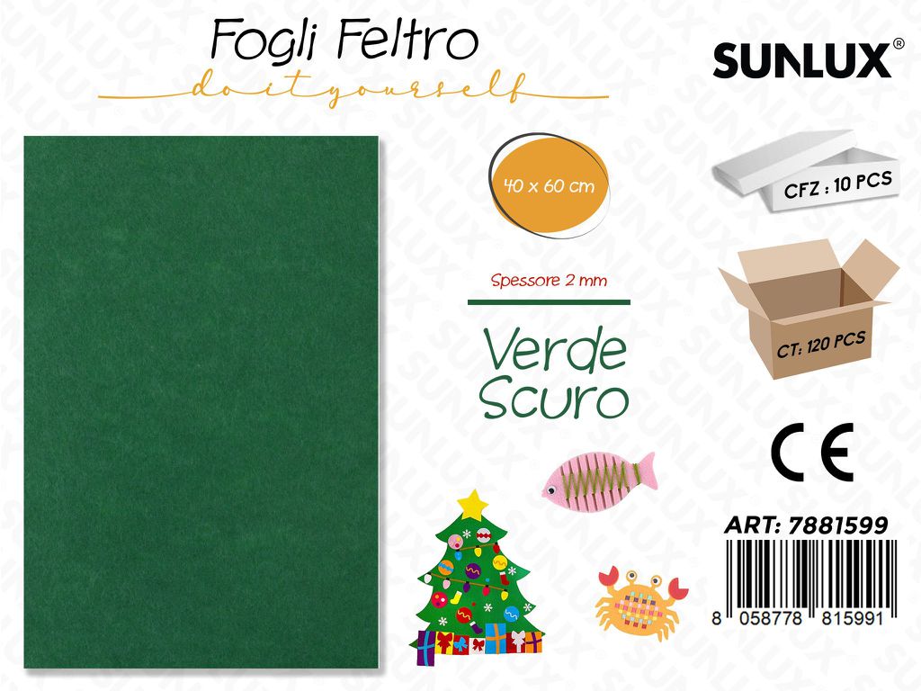 Fogli di Feltro Verde Scuro 40*60CM 2MM