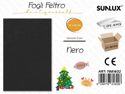 Fogli di Feltro Nero 40*60CM 2MM