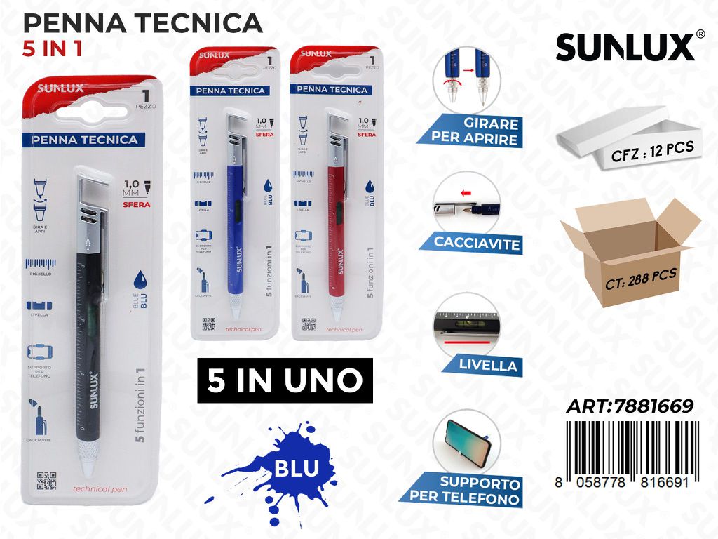 PENNA TECNICA 5 IN 1 BLU /PZ DA 12**