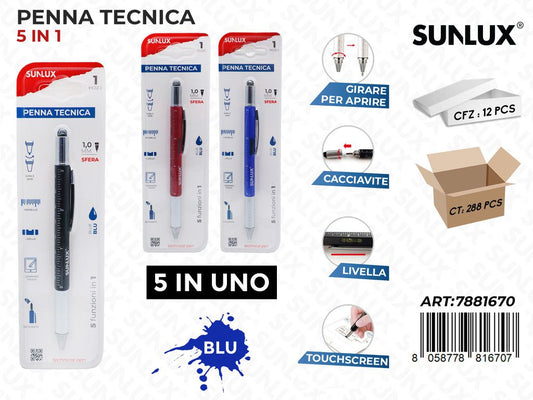 Penna Tecnica 5 in 1 Blu