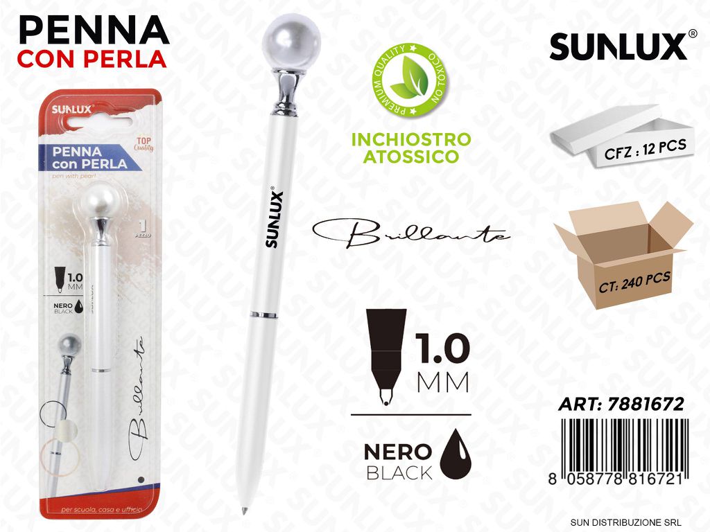 Penna Cpn Perla Bianco Inch. Nero 1.0MM