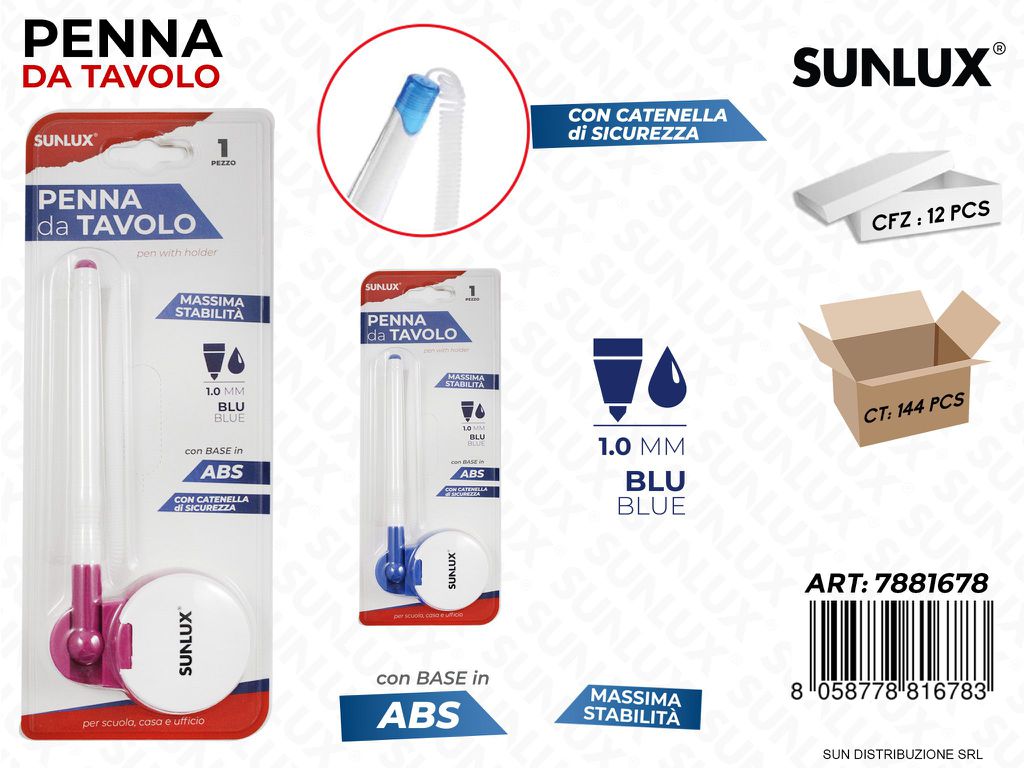 Penna da Tavolo Blu 1.0MM Col. Ass.