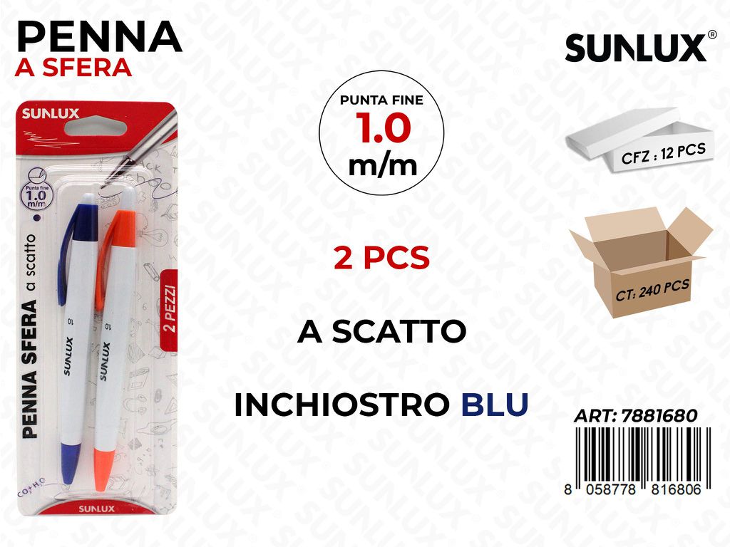PENNA A SCATTO BLU ASS. 2 PCS /PZ DA 12**CFZ