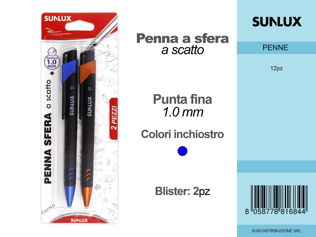 Penna a Scatto Blu Ass. 2 Pcs