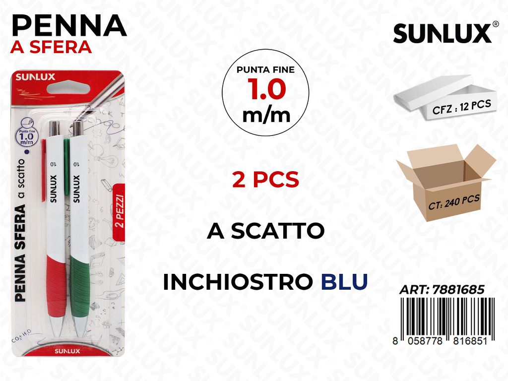 Penna a Scatto Blu Ass. 2 Pcs