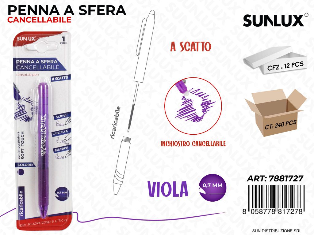 Penna a Scatto Cancellabile Ricar. Viola