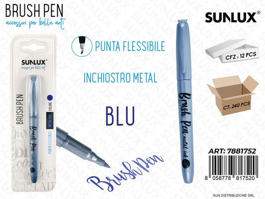 Bl. Brush Pen Calligrafia Blu Metal