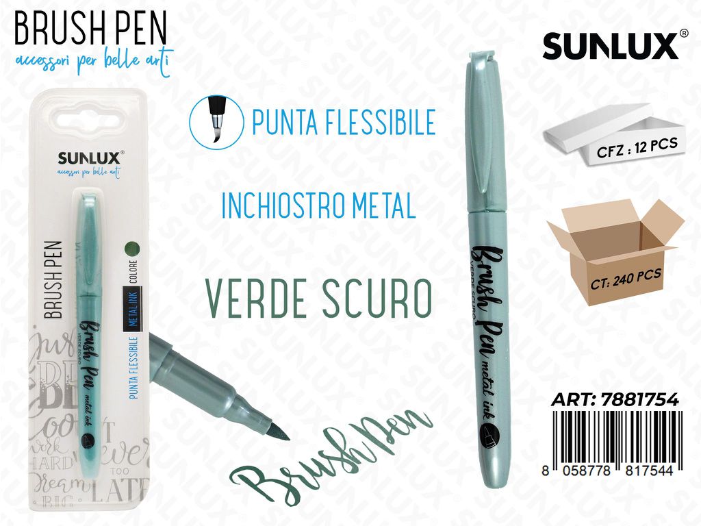 Bl. Brush Pen Calligrafia Verde Sc. Metal