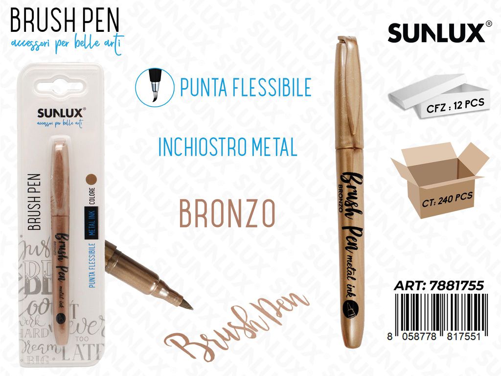 Bl. Brush Pen Calligrafia Bronzo Metal