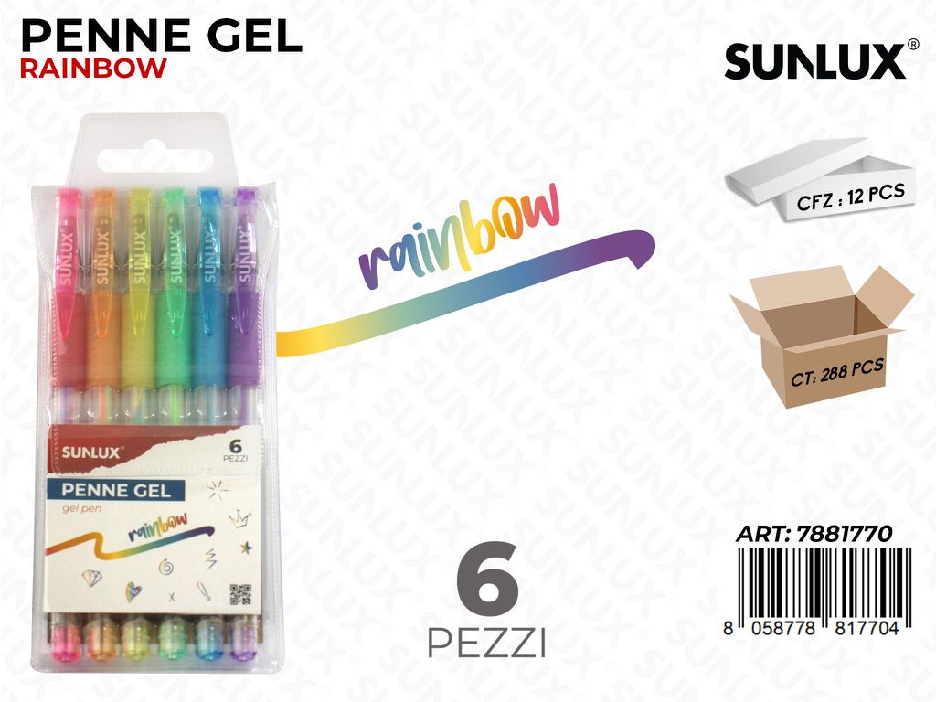 Sunlux Penne Gel Raimbow 6PCS