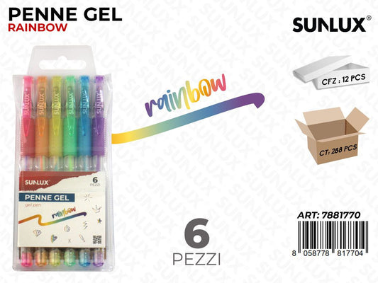 Sunlux Penne Gel Raimbow 6PCS
