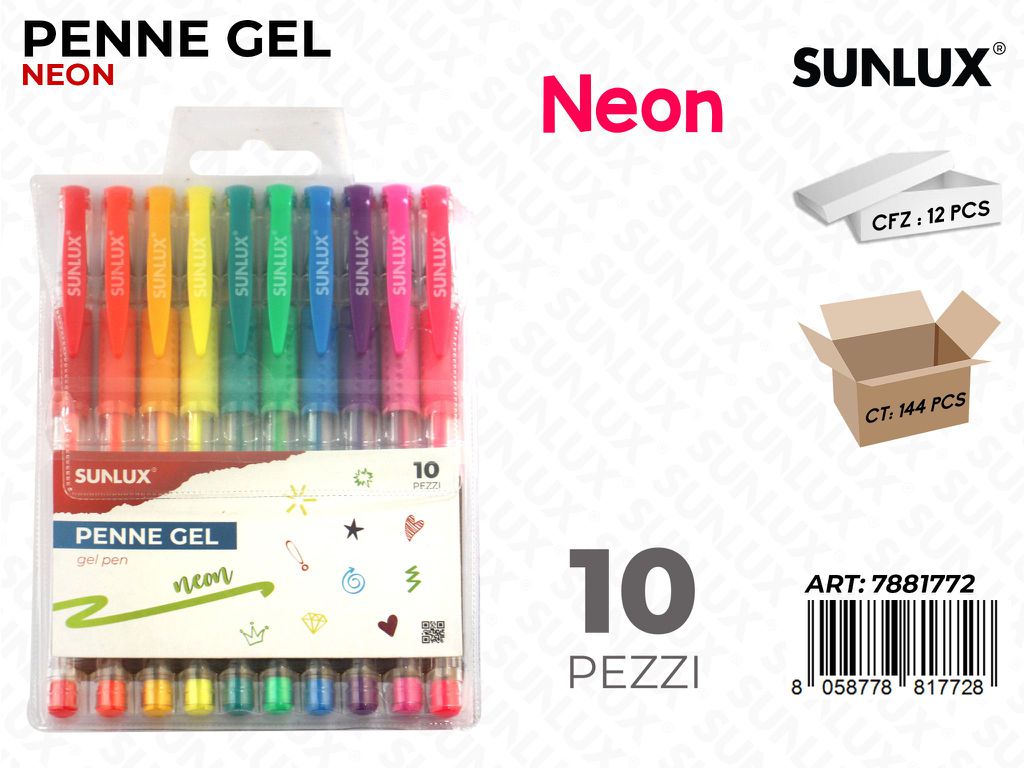 Sunlux Penne Gel Neon 10PCS