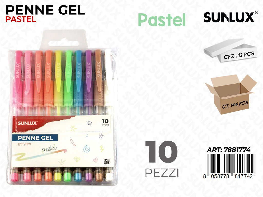 Sunlux Penne Gel Pastel 10PCS