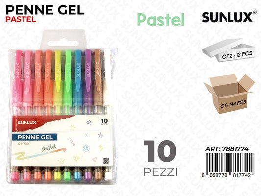 Sunlux Penne Gel Pastel 10PCS