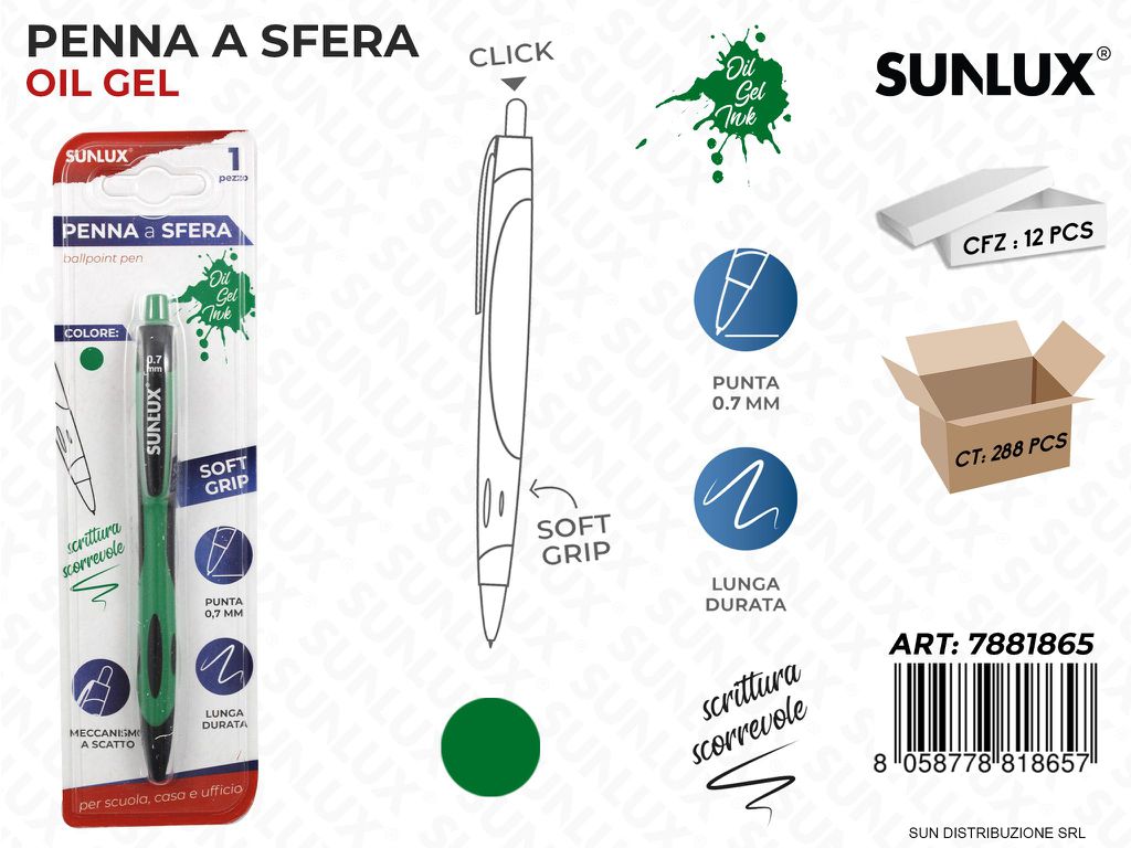 BL. PENNA A SFERA CLICK AD OLIO VERDE 0.7MM /PZ DA 12**