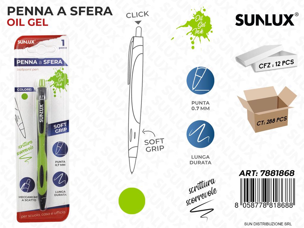 Bl. Penna a Sfera Click Ad Olio Verde 0.7MM