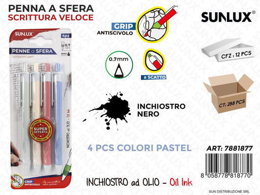 Penne a Sfera Pastel Ad Olio Inch. Nero 4PCS