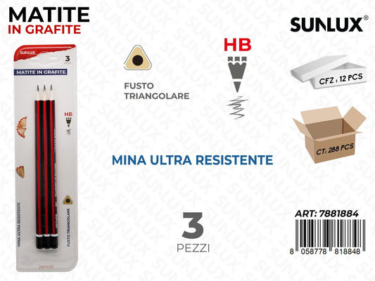 Matite in Grafite Hb Triangolare 3PCS