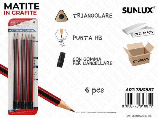 Bl. Matite di Grafite Hb Triang c/Gomma 6PCS