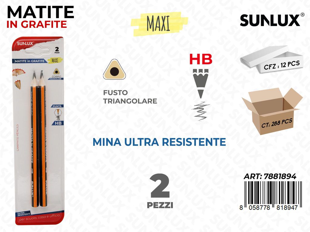 Matite in Grafite Hb Triangolare Maxi 2PCS/ Pz da 12