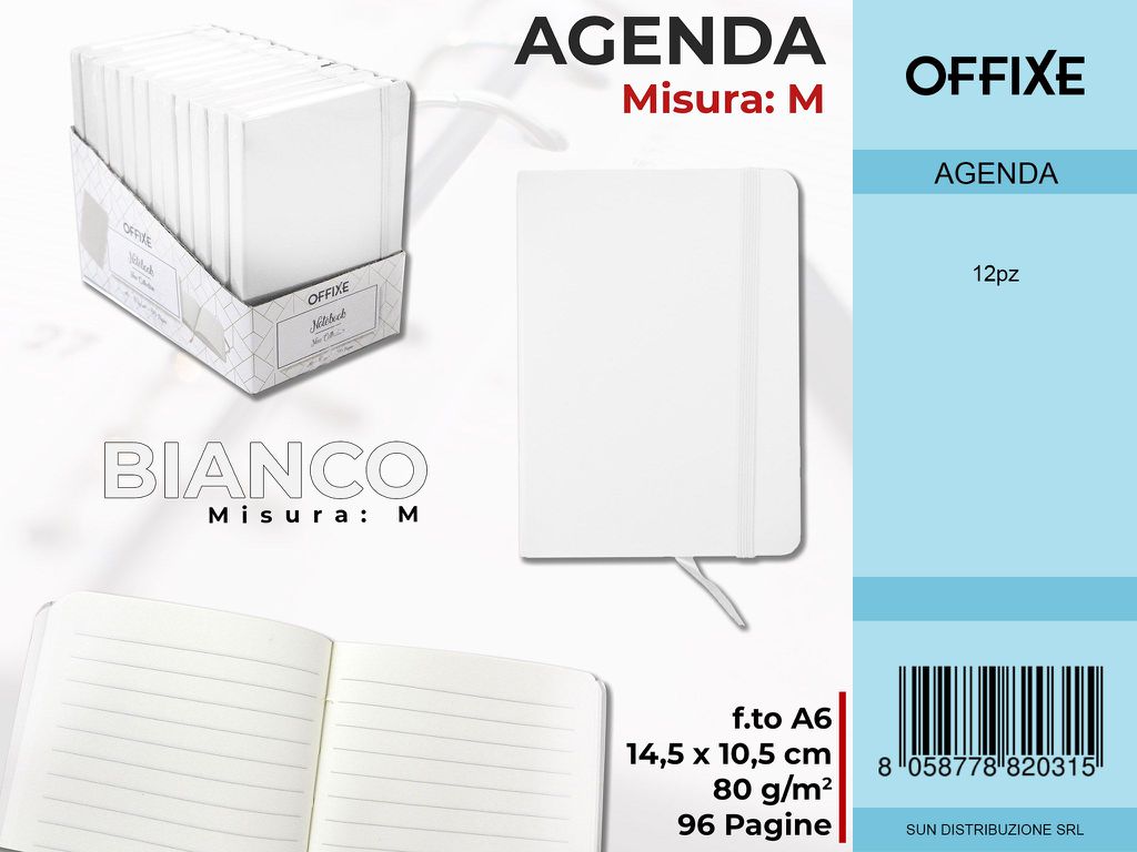Agenda a Righe A6 Bianco 10.5X14.8 Cm