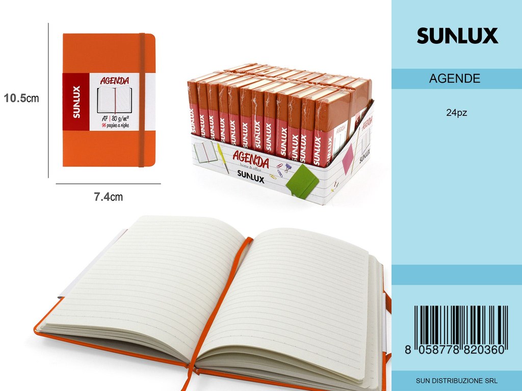 Agenda a Righe A7 Arancione 7.4X10.5 Cm
