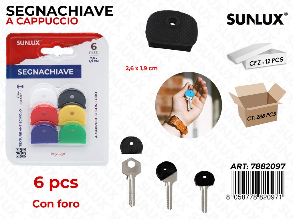 Segnachiave c/ Foro Col. Ass. 6PCS 2.6*0.5*1.9CM