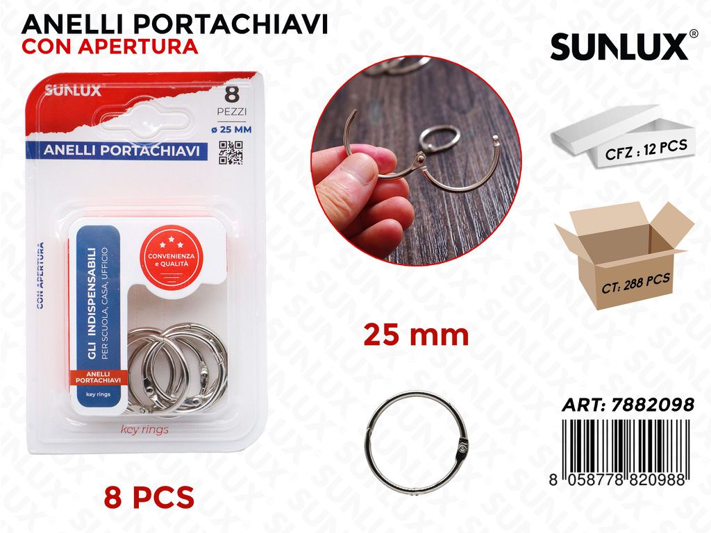 Bl. Anelli Portachiavi 8PCS D.25MM