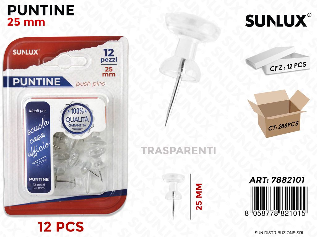 Bl. Puntine Trasp. 12PCS 25MM