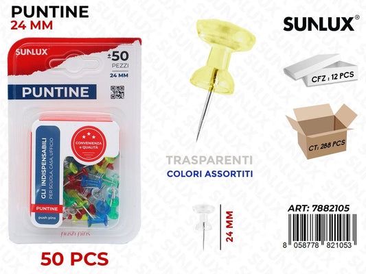 Sunlux Puntine Trasp. Multicolor 50PCS 24MM