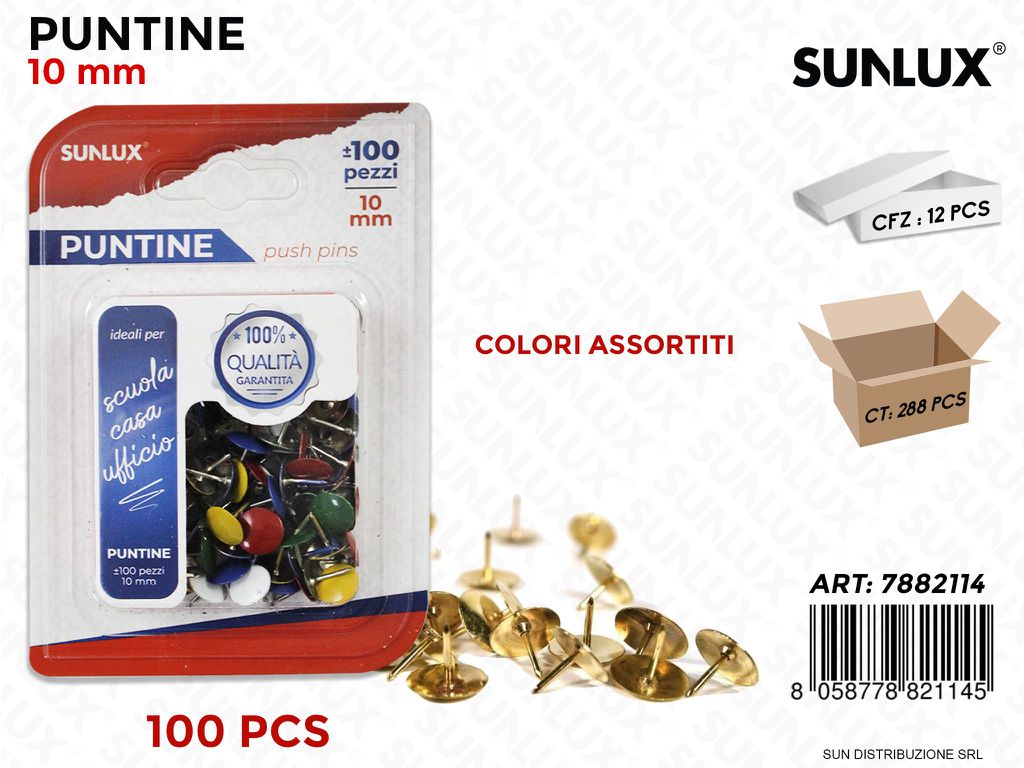 Bl. Puntine Colorate 100PCS 10MM