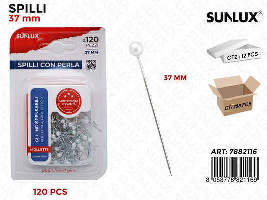 Bl. Spilli con Perla 120PCS 37MM