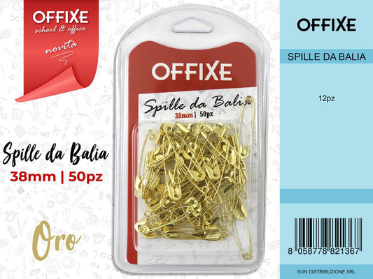 Blister 50 Pz Spille da Balia 38MM Oro
