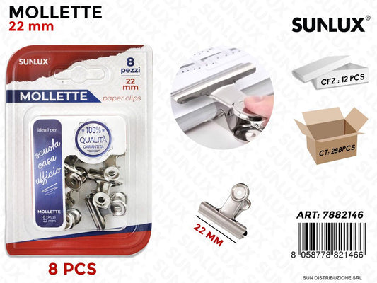 Bl. Mollette in Metallo 8PCS 22MM/ Pz da 12
