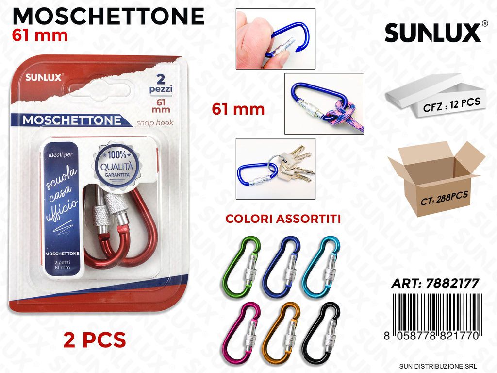 Bl. Moschettone Col. Ass. 2PCS 61MM